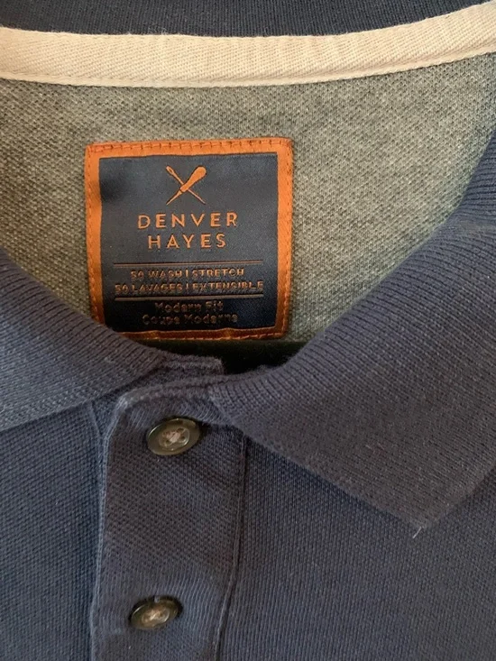 Denver Hayes Men's Long Sleeve Polo Shirt - Navy - Picture 2 of 3